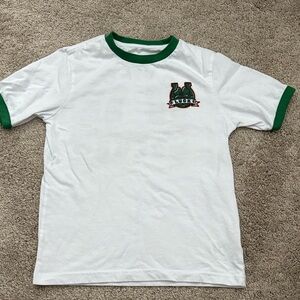 White T-Shirt with Green Trim